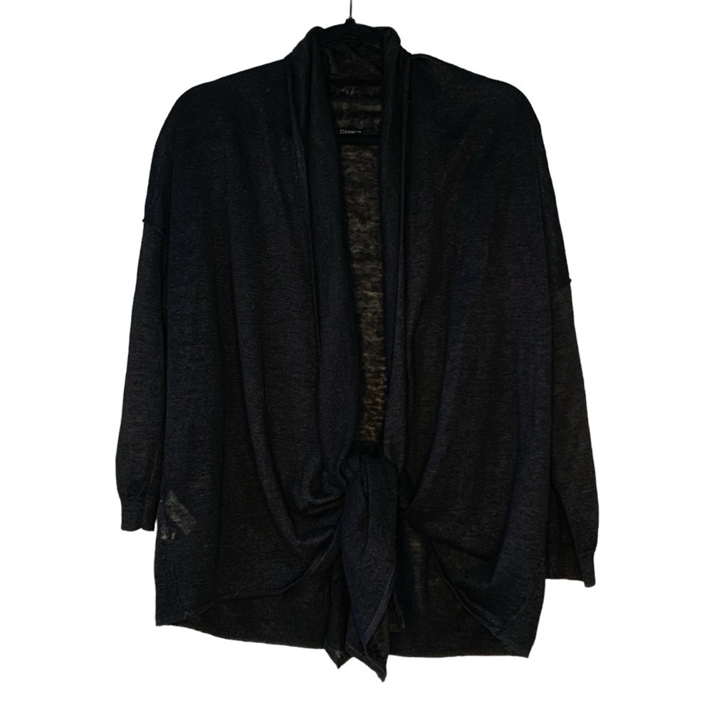 Ann Taylor black linen lightweight shrug cardigan sweater. Size M